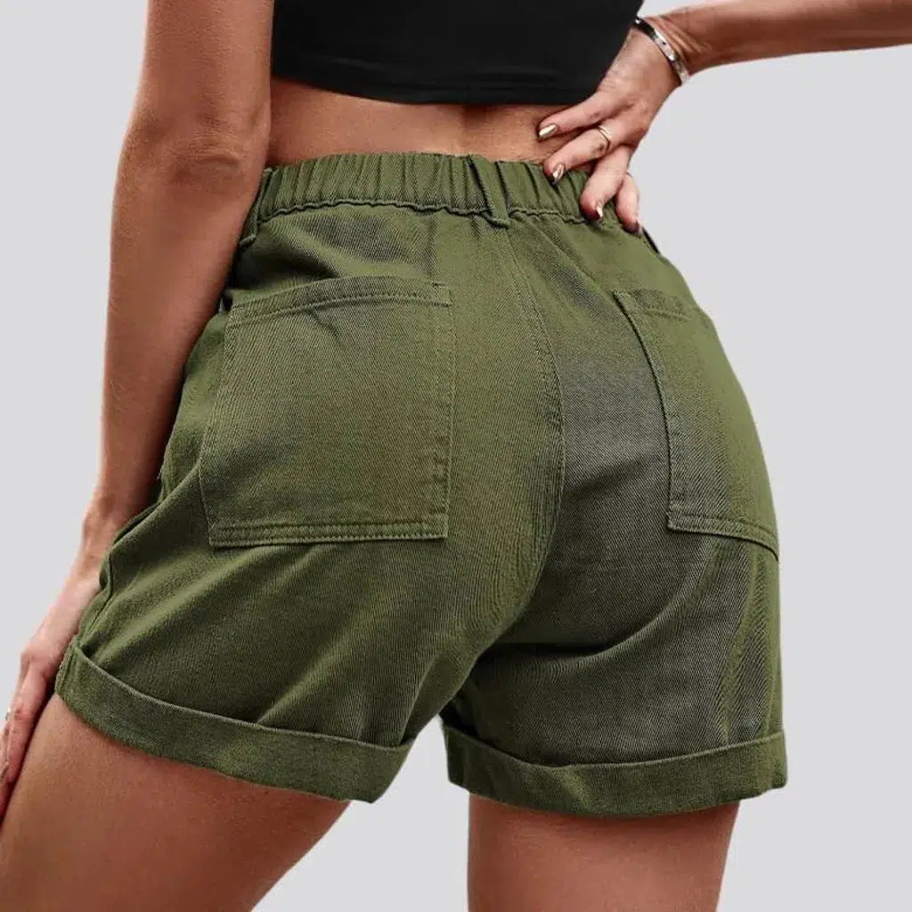 High-waist fashion denim shorts