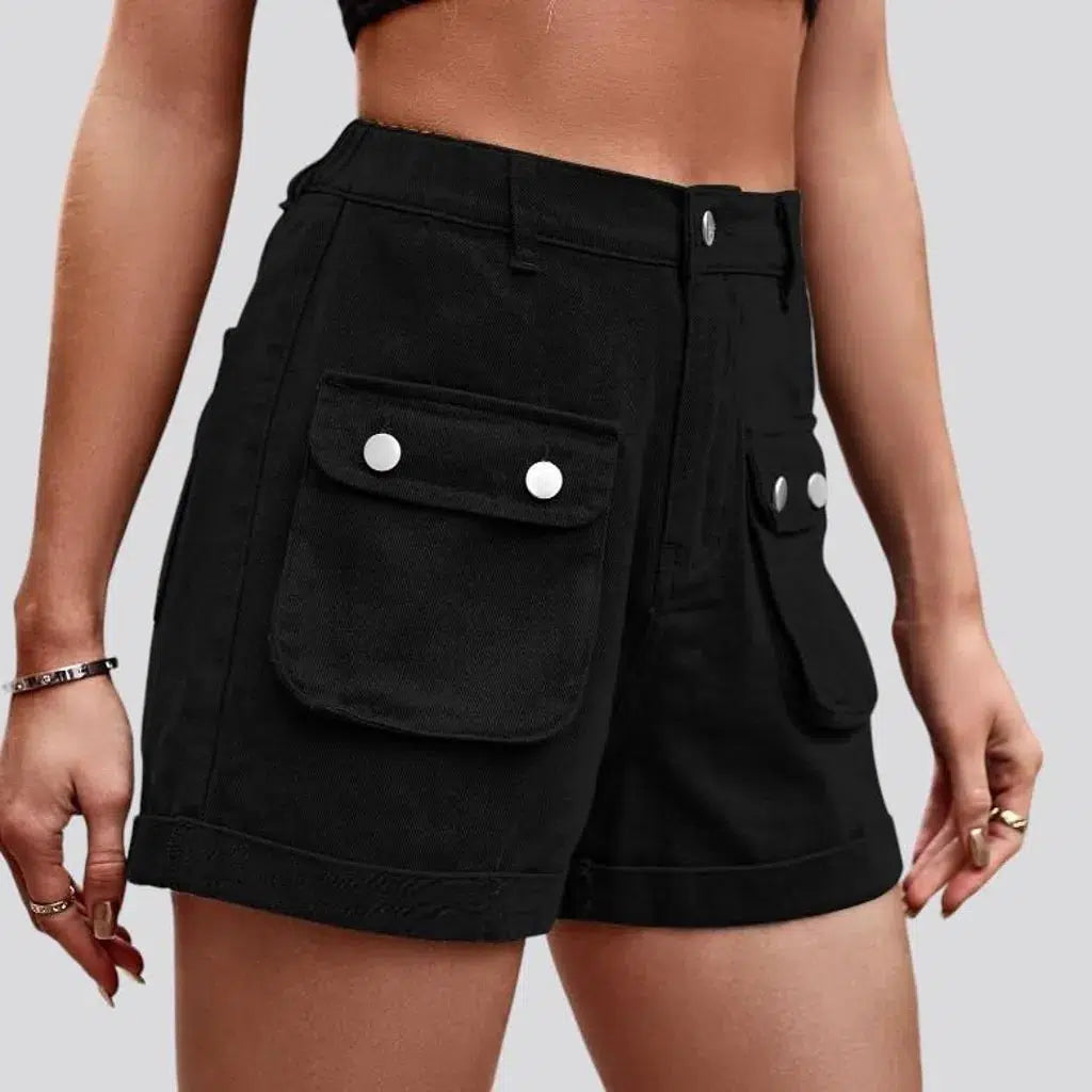 High-waist fashion denim shorts