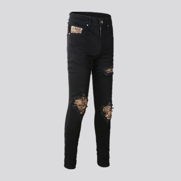Skinny ripped boho style jeans for men