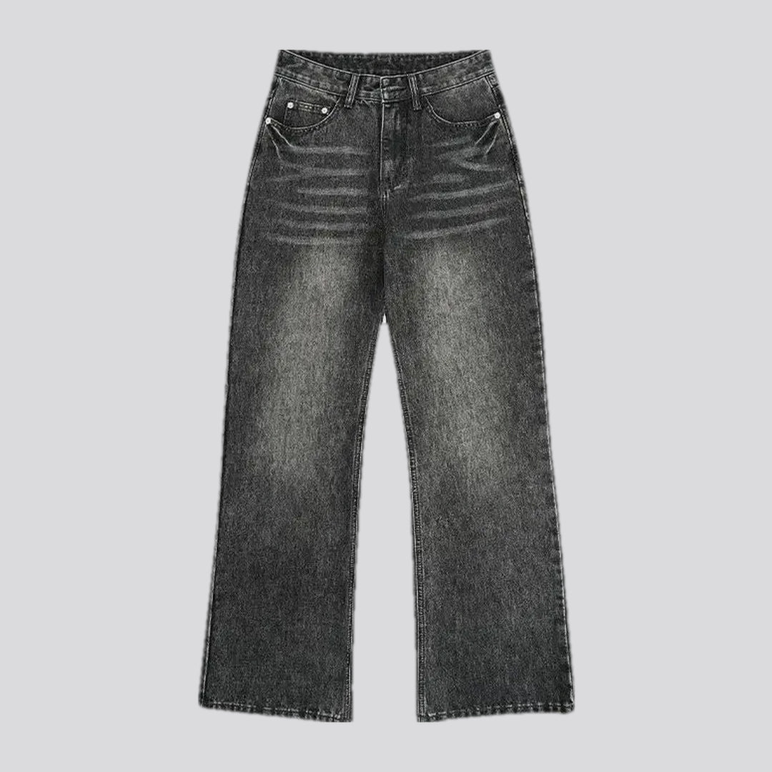Fashionable bootcut creased men's jeans