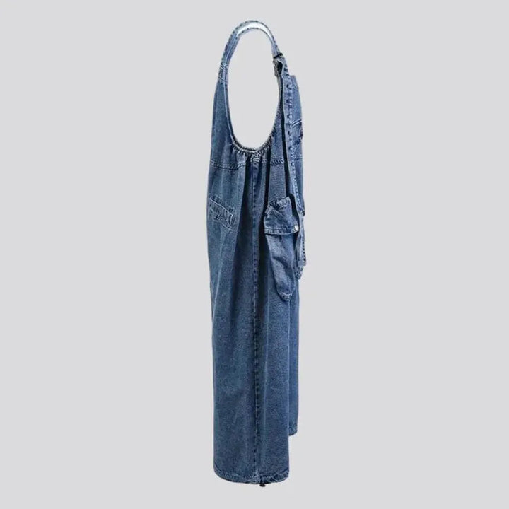 Stonewashed women's denim overall